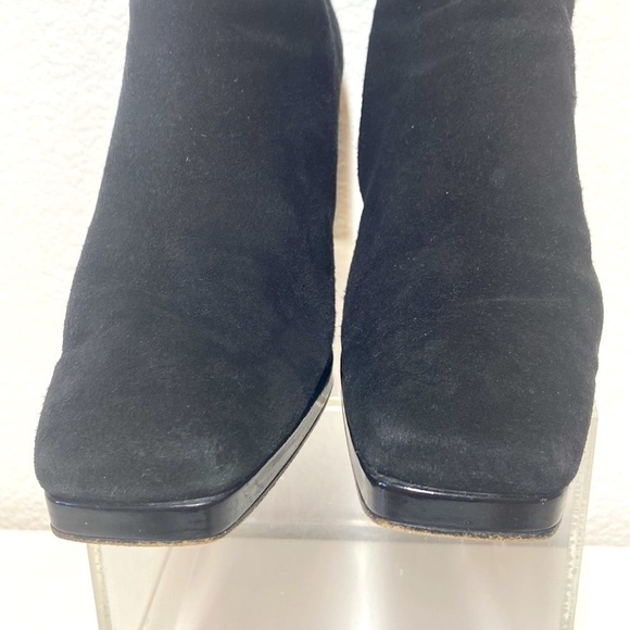Stuart Weitzman Black Suede Bootie Square Toe 10 - Picture 5 of 9